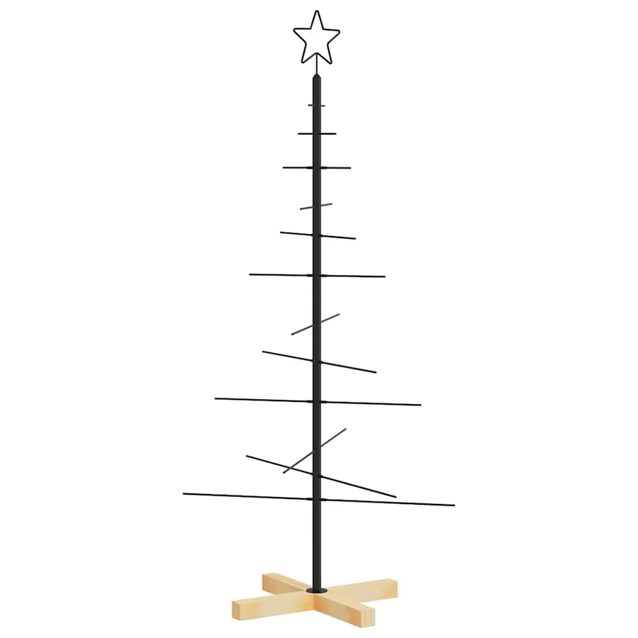 Arbre de Noël en métal avec base en bois noir 120 cm - 5