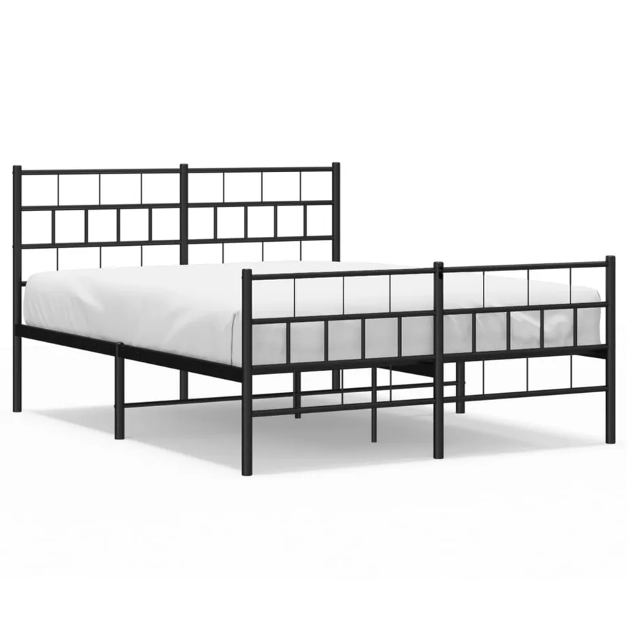 Cadre de lit métal sans matelas avec pied de lit noir 120x190cm - 2