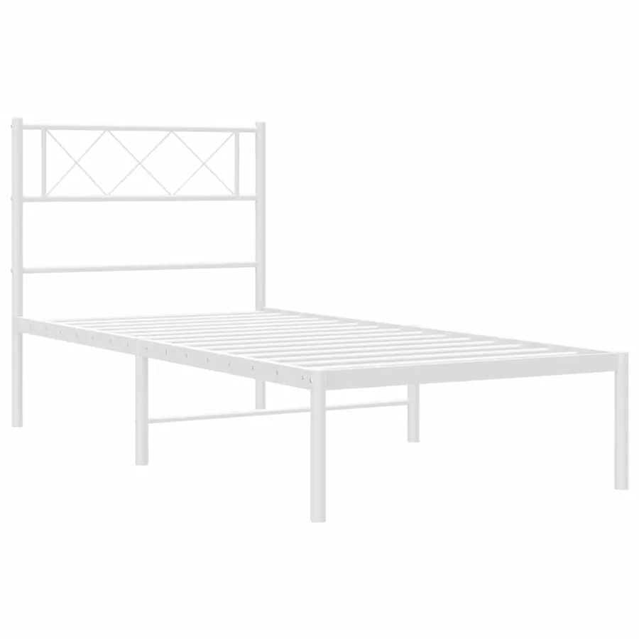 Cadre de lit métal sans matelas et tête de lit blanc 100x200 cm - 5