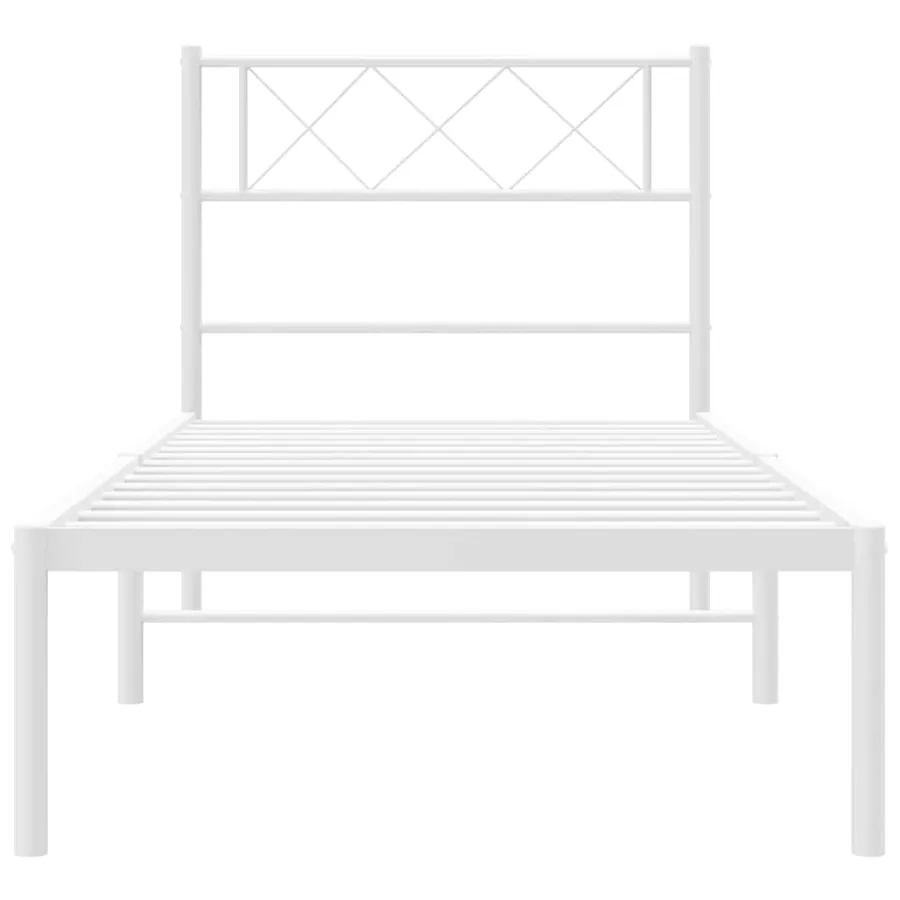 Cadre de lit métal sans matelas et tête de lit blanc 100x200 cm - 6