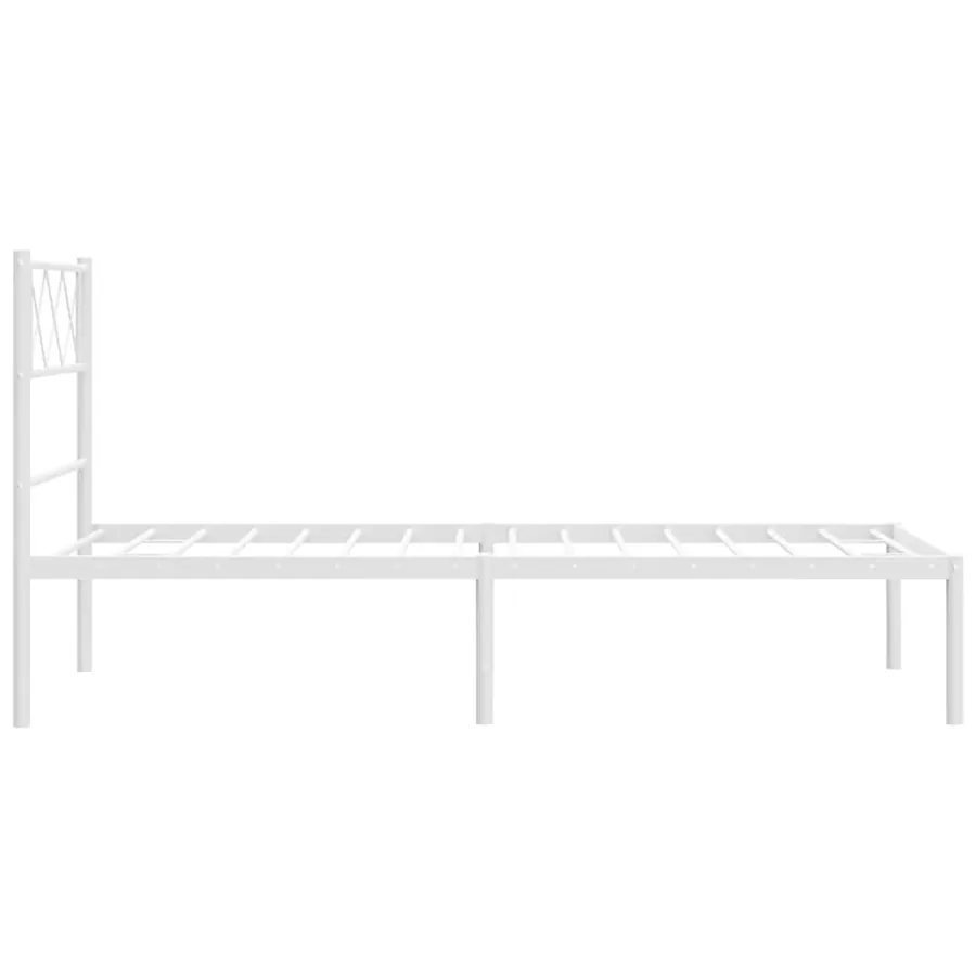 Cadre de lit métal sans matelas et tête de lit blanc 100x200 cm - 7