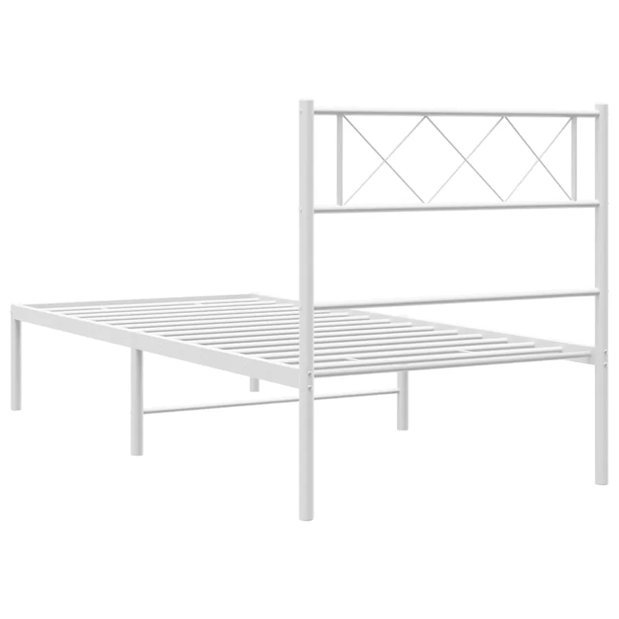 Cadre de lit métal sans matelas et tête de lit blanc 100x200 cm - 8