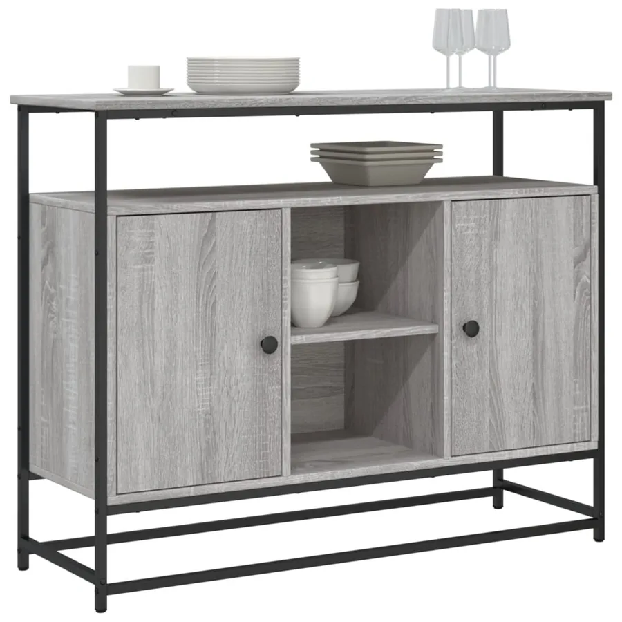 Buffet sonoma gris 100x35x80 cm bois d'ingénierie - 3