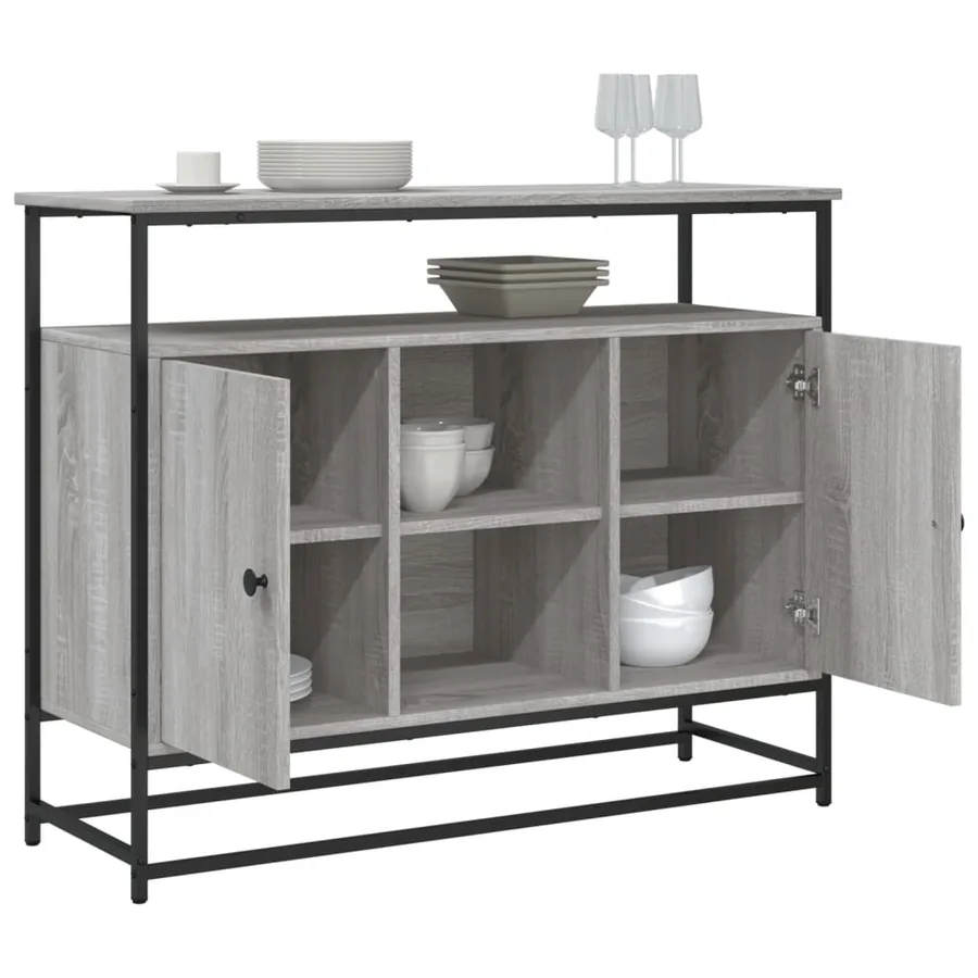 Buffet sonoma gris 100x35x80 cm bois d'ingénierie - 4