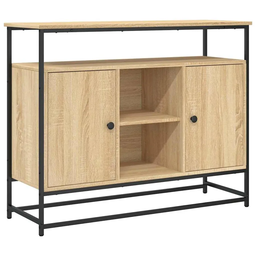 Buffet chêne sonoma 100x35x80 cm bois d'ingénierie - 2