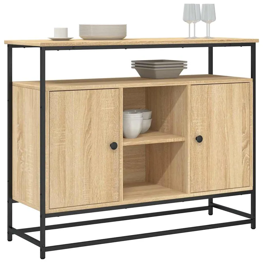 Buffet chêne sonoma 100x35x80 cm bois d'ingénierie - 3