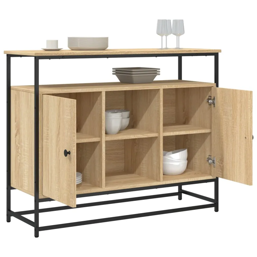 Buffet chêne sonoma 100x35x80 cm bois d'ingénierie - 4
