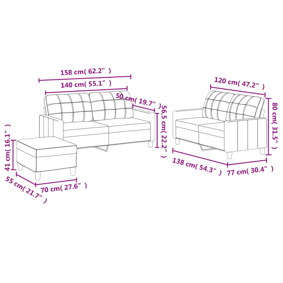 Ensemble de canapés 3 pcs avec coussins Gris Similicuir - 9