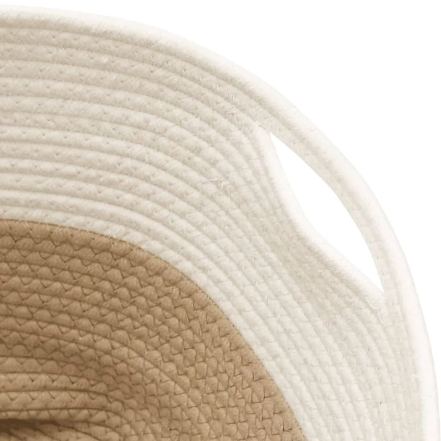 Panier de rangement beige et blanc Ø40x35 cm coton - 6