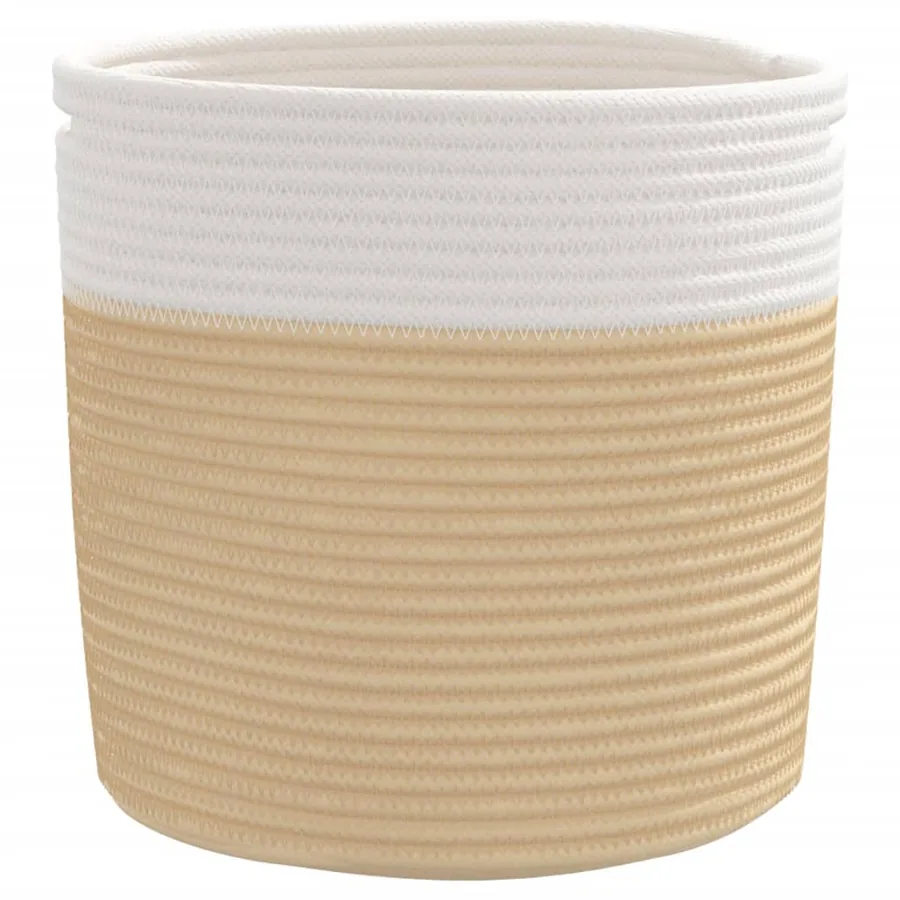 Paniers de rangement 2 pcs beige et blanc Ø28x28 cm coton - 5