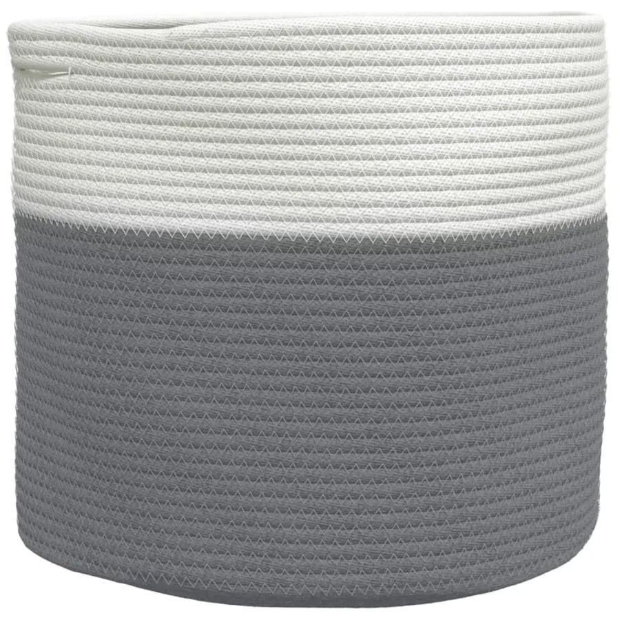 Panier de rangement gris et blanc Ø40x35 cm coton - 2