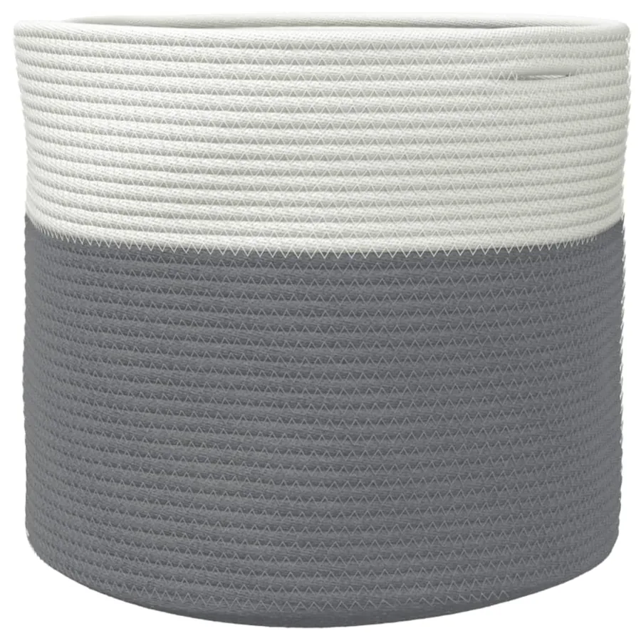 Panier de rangement gris et blanc Ø40x35 cm coton - 4