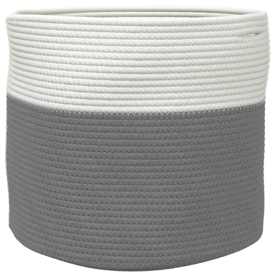Panier de rangement gris et blanc Ø40x35 cm coton - 5