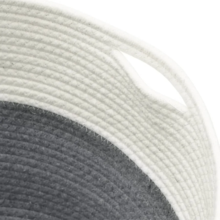 Panier de rangement gris et blanc Ø40x35 cm coton - 6