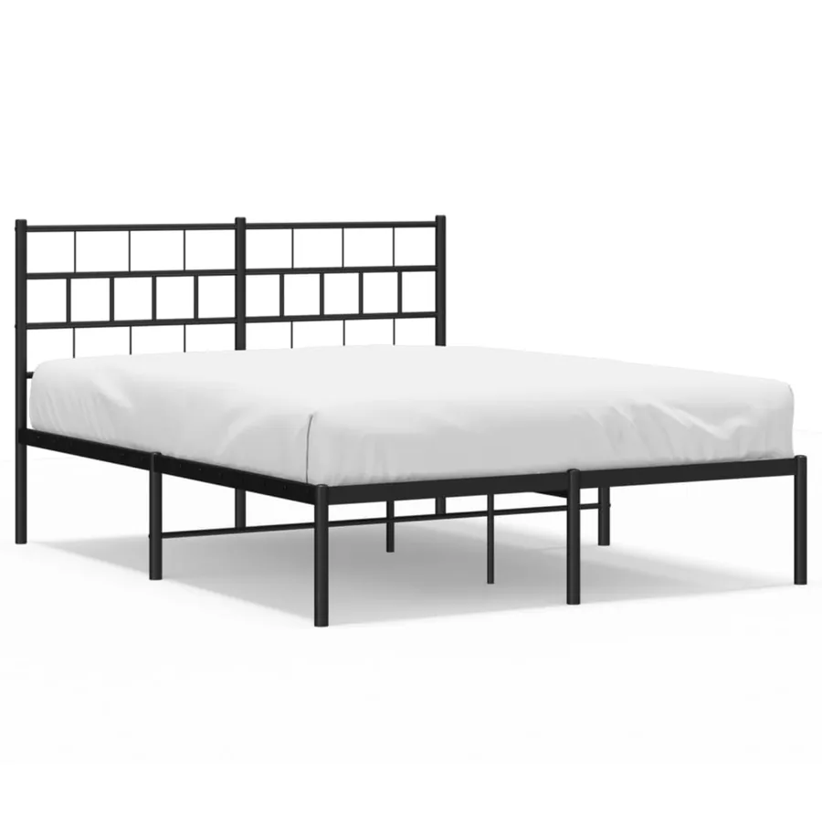 Cadre de lit métal sans matelas avec tête de lit noir 120x200cm - 2