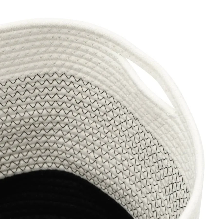 Paniers de rangement 2 pcs blanc et noir coton - 6