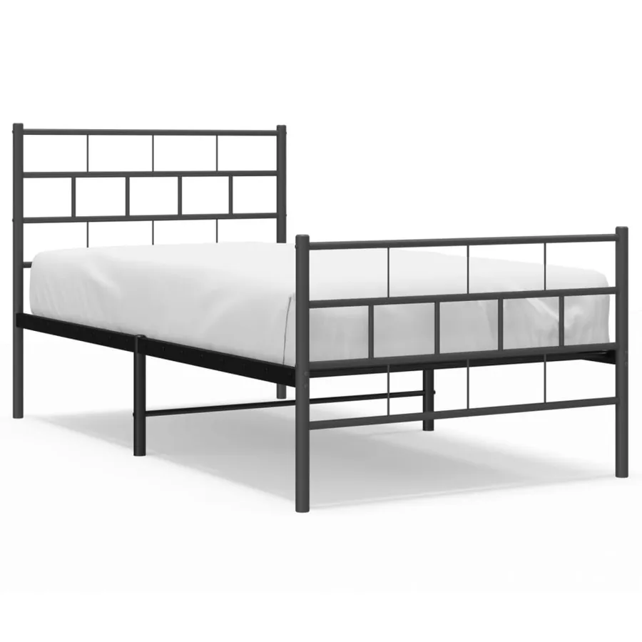 Cadre de lit métal sans matelas avec pied de lit noir 90x190 cm - 2