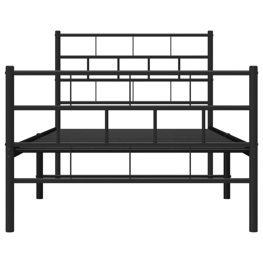 Cadre de lit métal sans matelas avec pied de lit noir 90x190 cm - 5