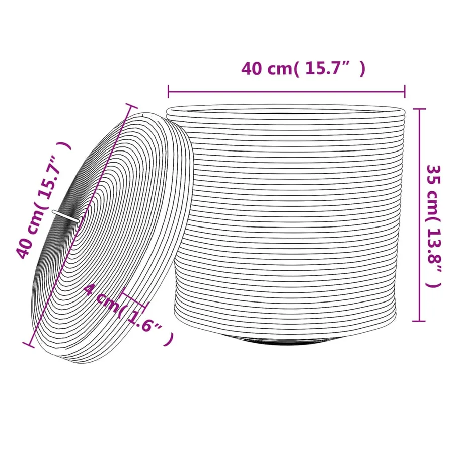 Panier de rangement avec couvercle blanc et noir Ø40x35cm coton - 11