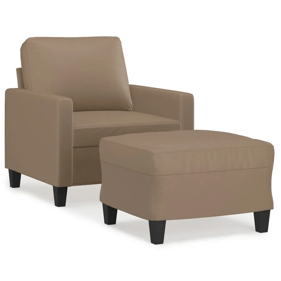 Fauteuil avec repose-pied Cappuccino 60 cm Similicuir - 2