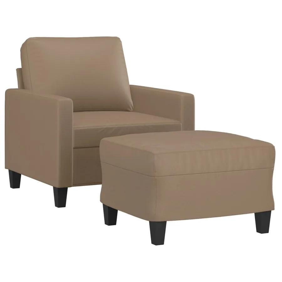 Fauteuil avec repose-pied Cappuccino 60 cm Similicuir - 3