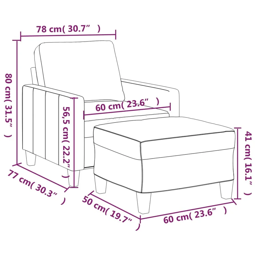 Fauteuil avec repose-pied Cappuccino 60 cm Similicuir - 7