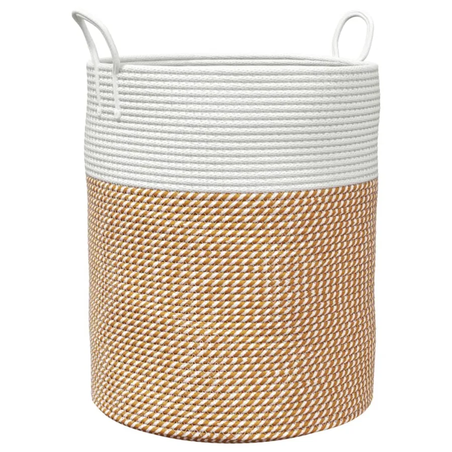 Panier de rangement marron et blanc Ø38x46 cm coton - 2