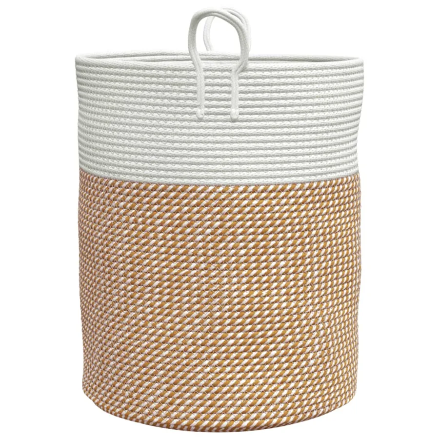 Panier de rangement marron et blanc Ø38x46 cm coton - 5