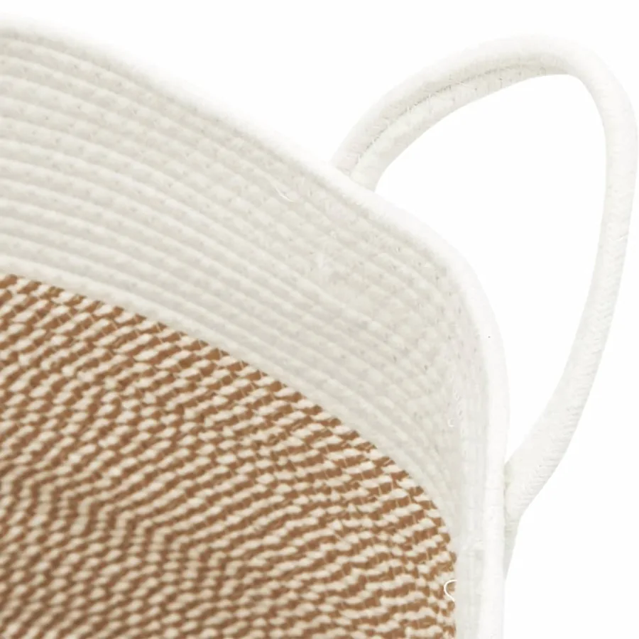 Panier de rangement marron et blanc Ø38x46 cm coton - 6