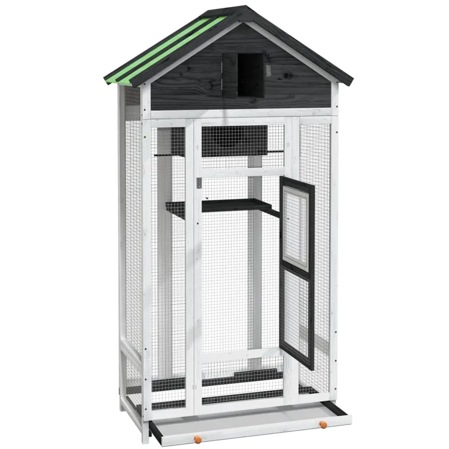 Maison à oiseaux gris 91,5x53x170 cm bois massif de pin - 5