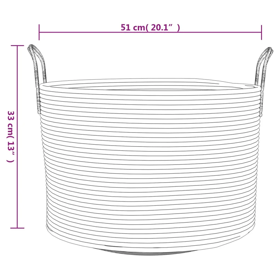 Panier de rangement gris et blanc Ø51x33 cm coton - 9