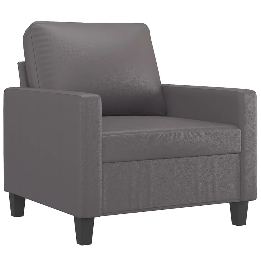 Fauteuil avec repose-pied Gris 60 cm Similicuir - 4