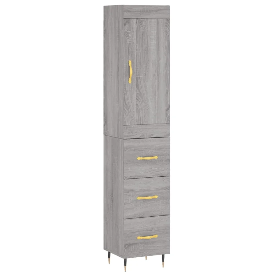 Buffet haut Sonoma gris 34,5x34x180 cm Bois d'ingénierie - 2