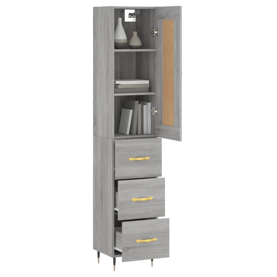Buffet haut Sonoma gris 34,5x34x180 cm Bois d'ingénierie - 3