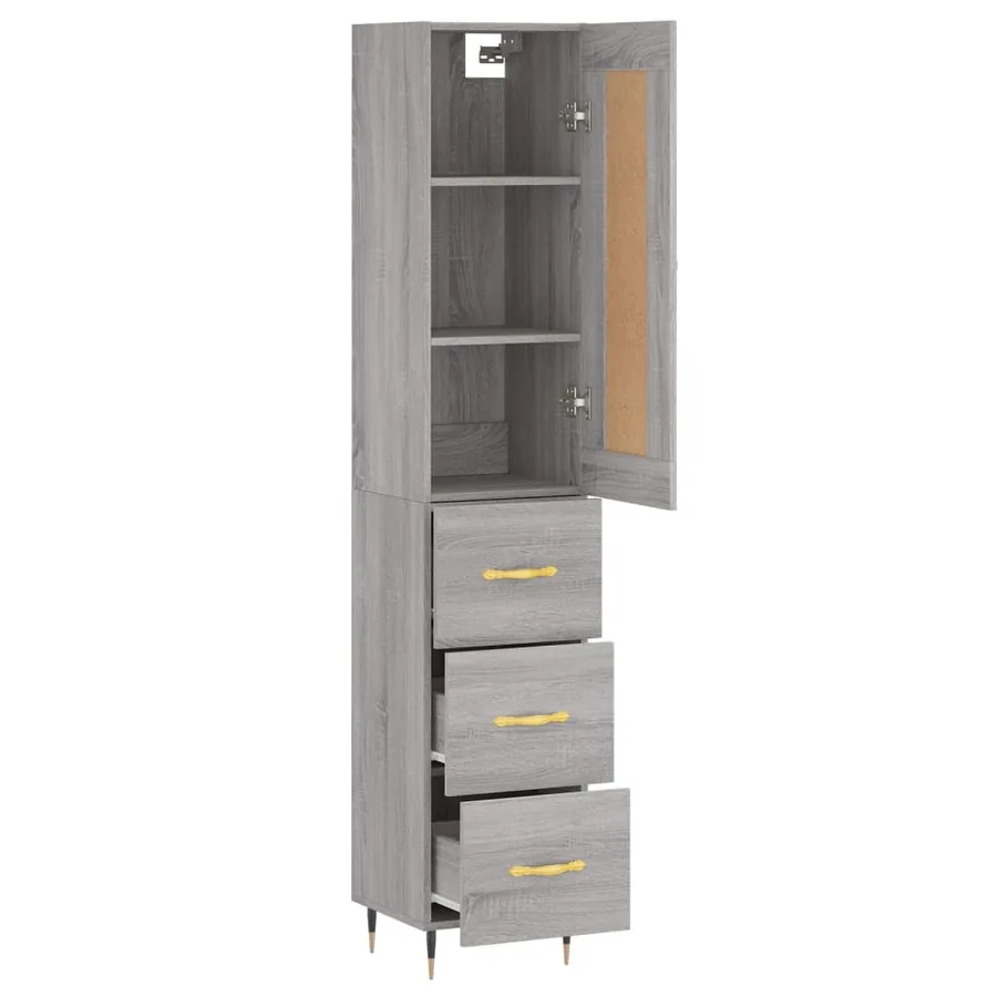 Buffet haut Sonoma gris 34,5x34x180 cm Bois d'ingénierie - 4