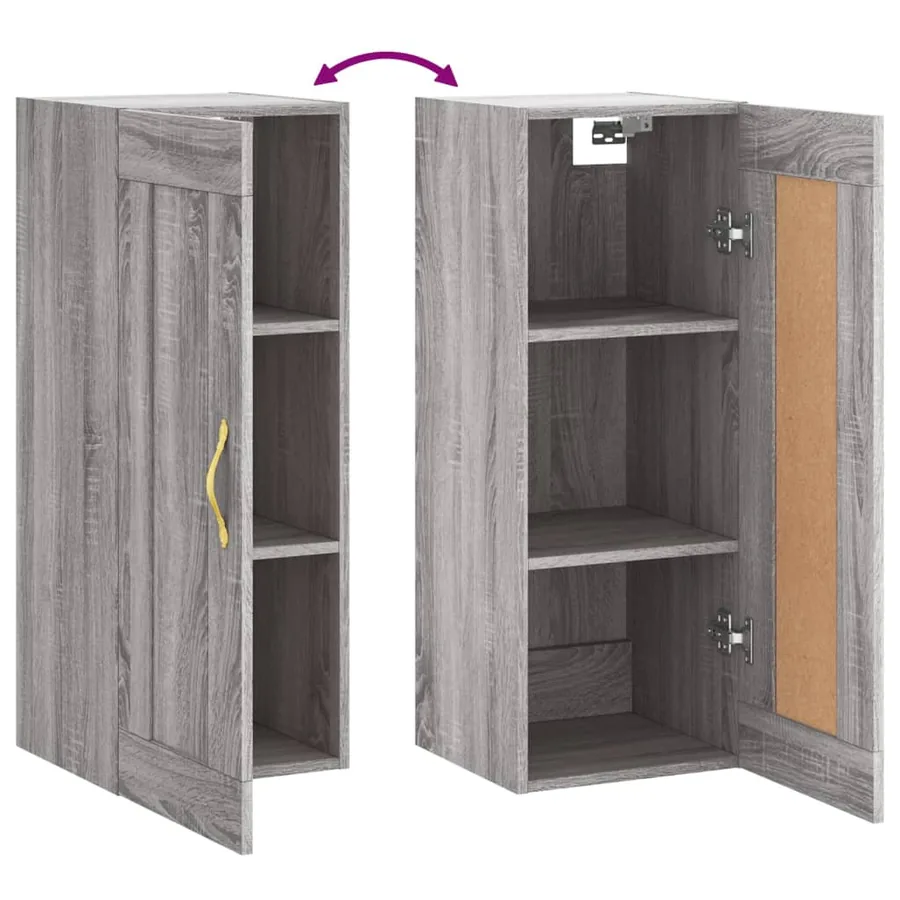 Armoire murale sonoma gris 34,5x34x90 cm bois d'ingénierie - 9