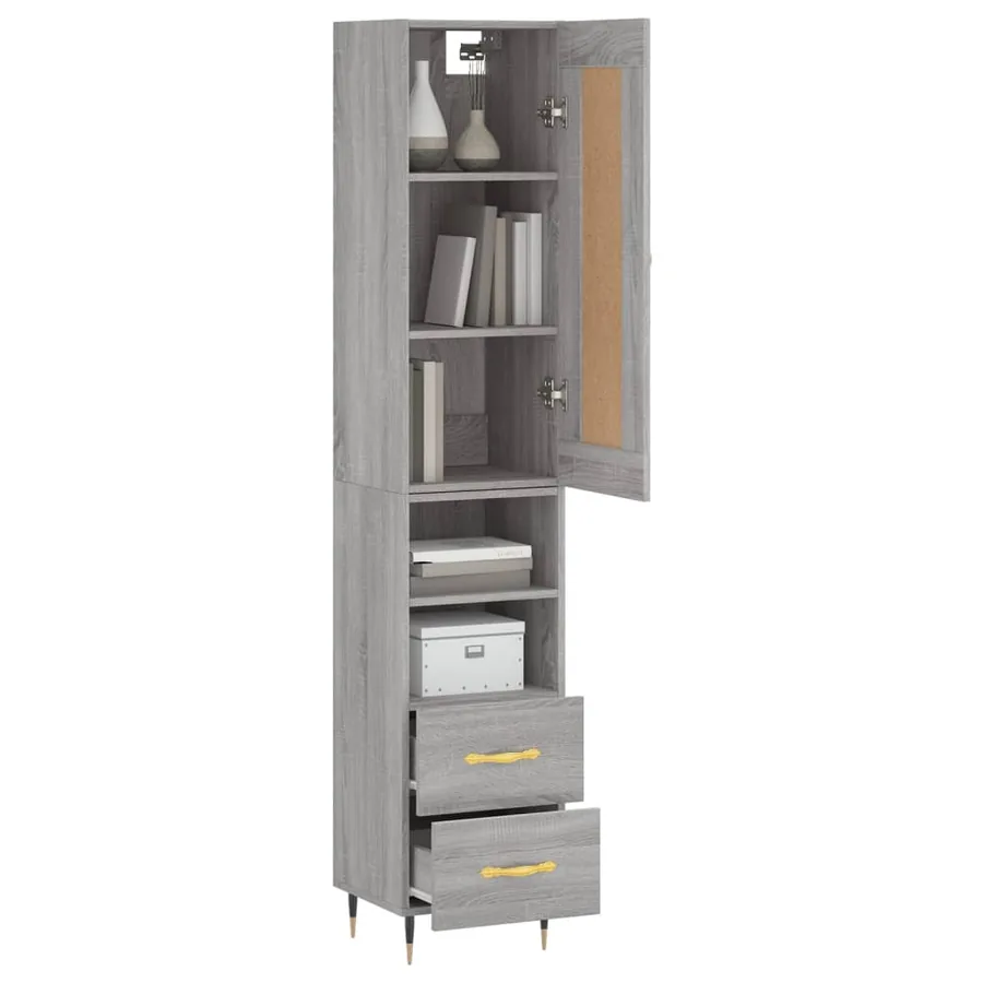 Buffet haut Sonoma gris 34,5x34x180 cm Bois d'ingénierie - 3