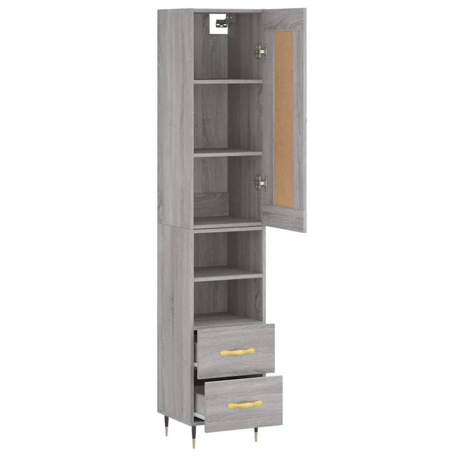 Buffet haut Sonoma gris 34,5x34x180 cm Bois d'ingénierie - 4