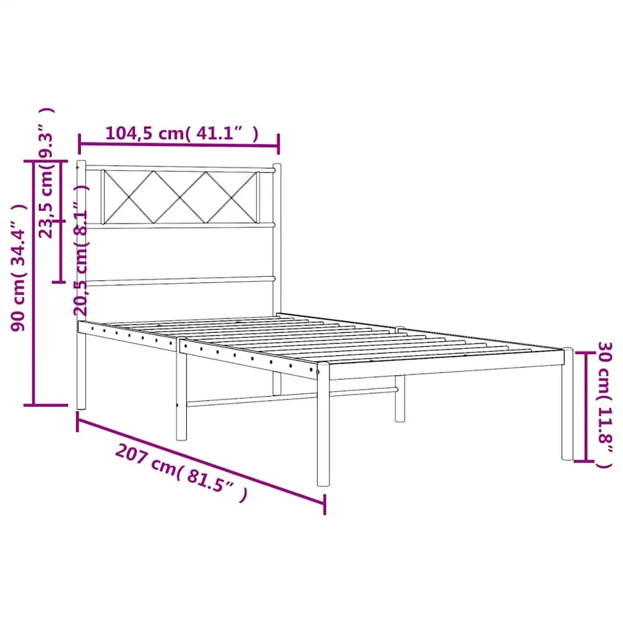 Cadre de lit métal sans matelas avec tête de lit noir 100x200cm - 10