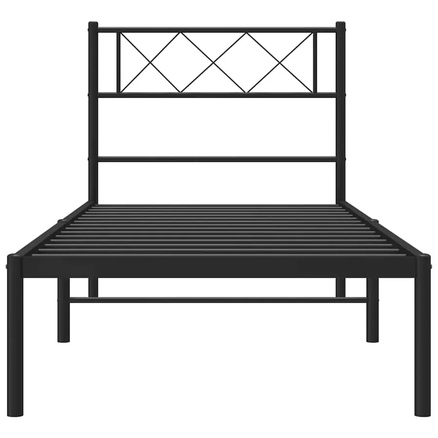 Cadre de lit métal sans matelas avec tête de lit noir 100x200cm - 5