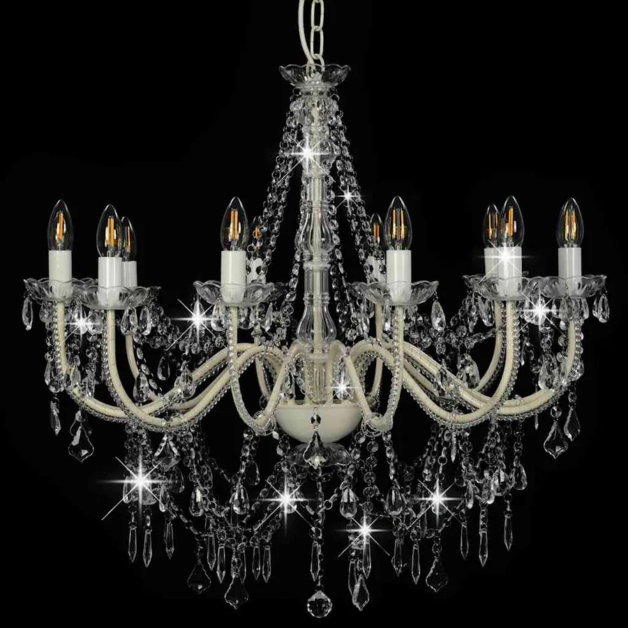 Lustre avec perles Blanc 12 ampoules E14 - 4