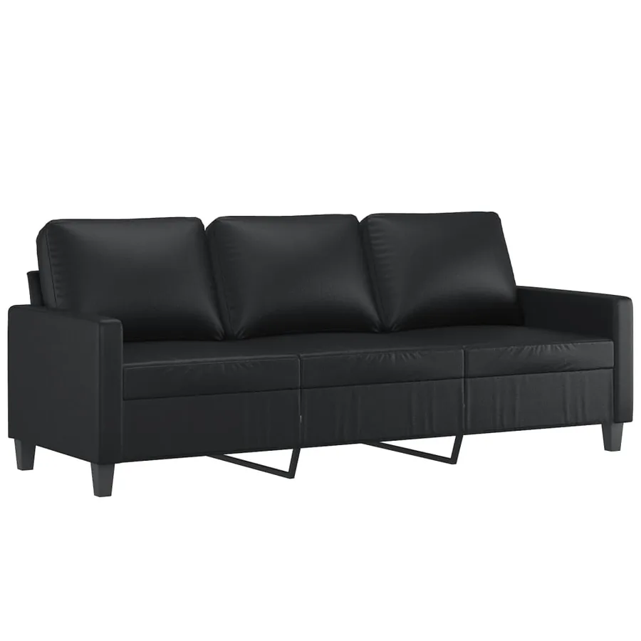 Ensemble de canapés 3 pcs avec coussins Noir Similicuir - 4
