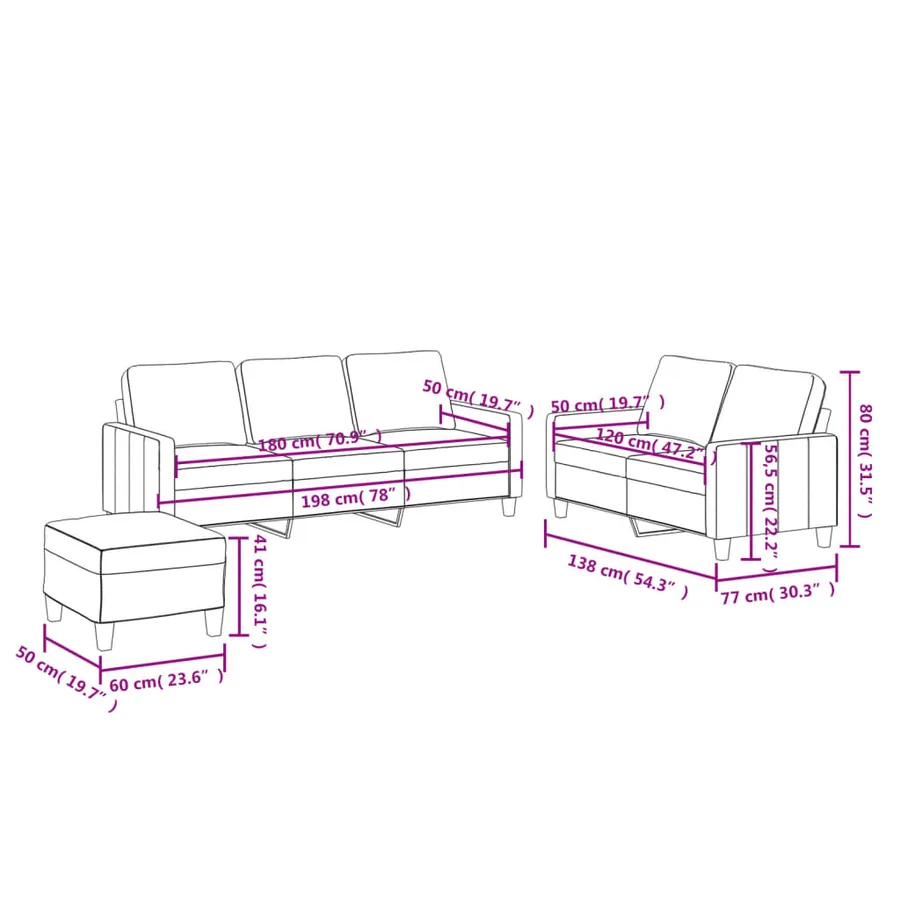 Ensemble de canapés 3 pcs avec coussins Noir Similicuir - 9