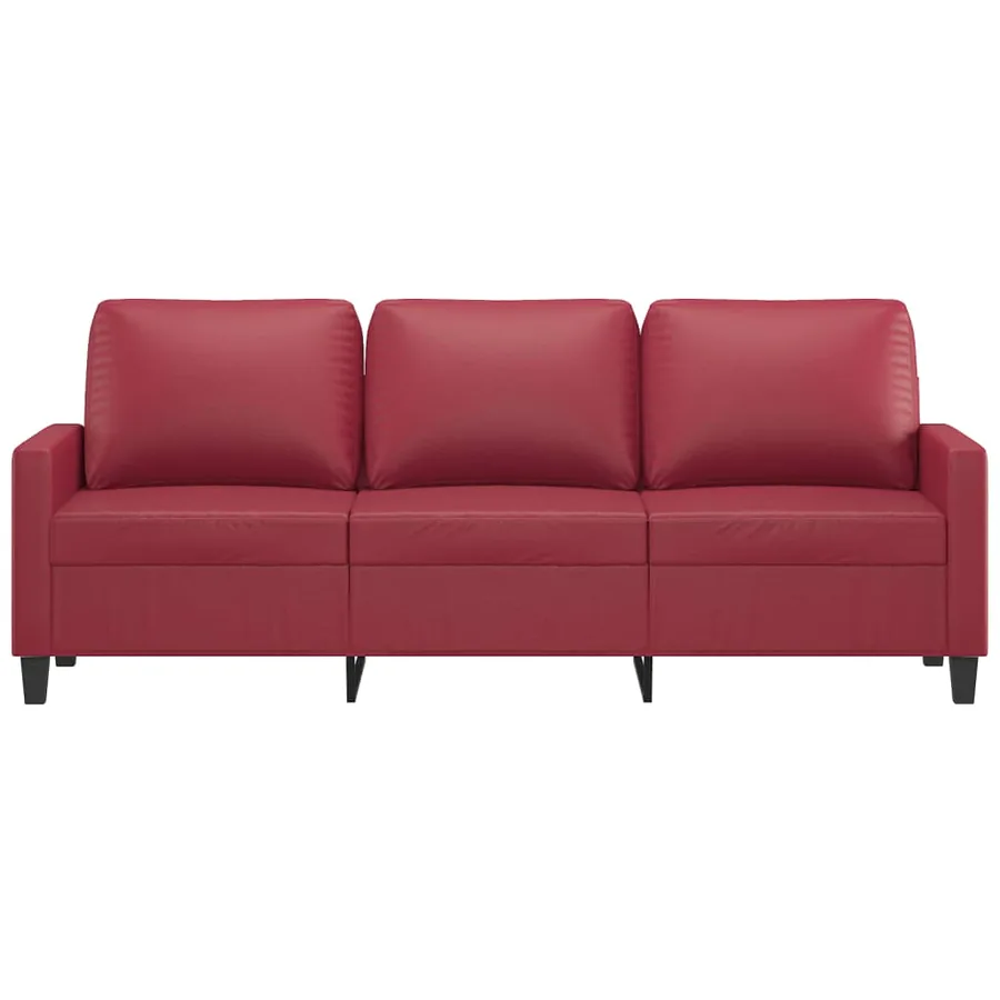 Canapé à 3 places Rouge bordeaux 180 cm Similicuir - 3