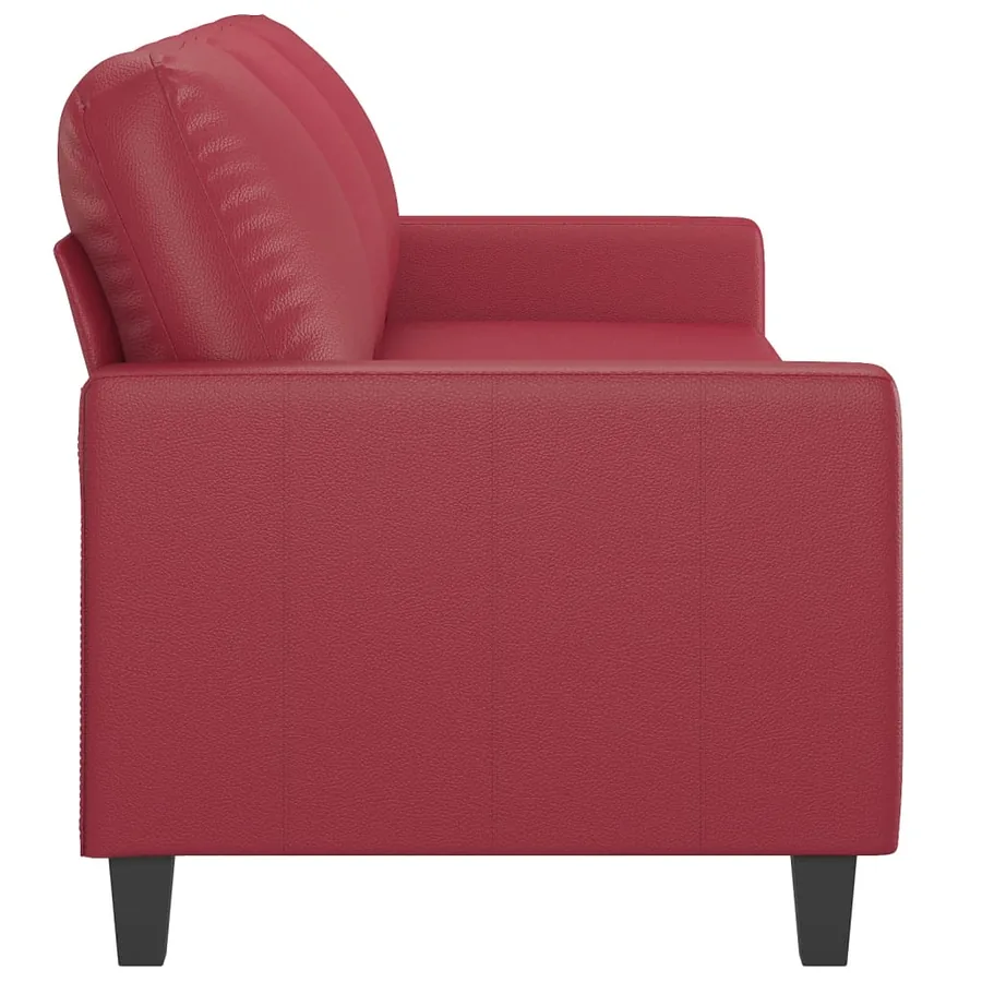 Canapé à 3 places Rouge bordeaux 180 cm Similicuir - 4