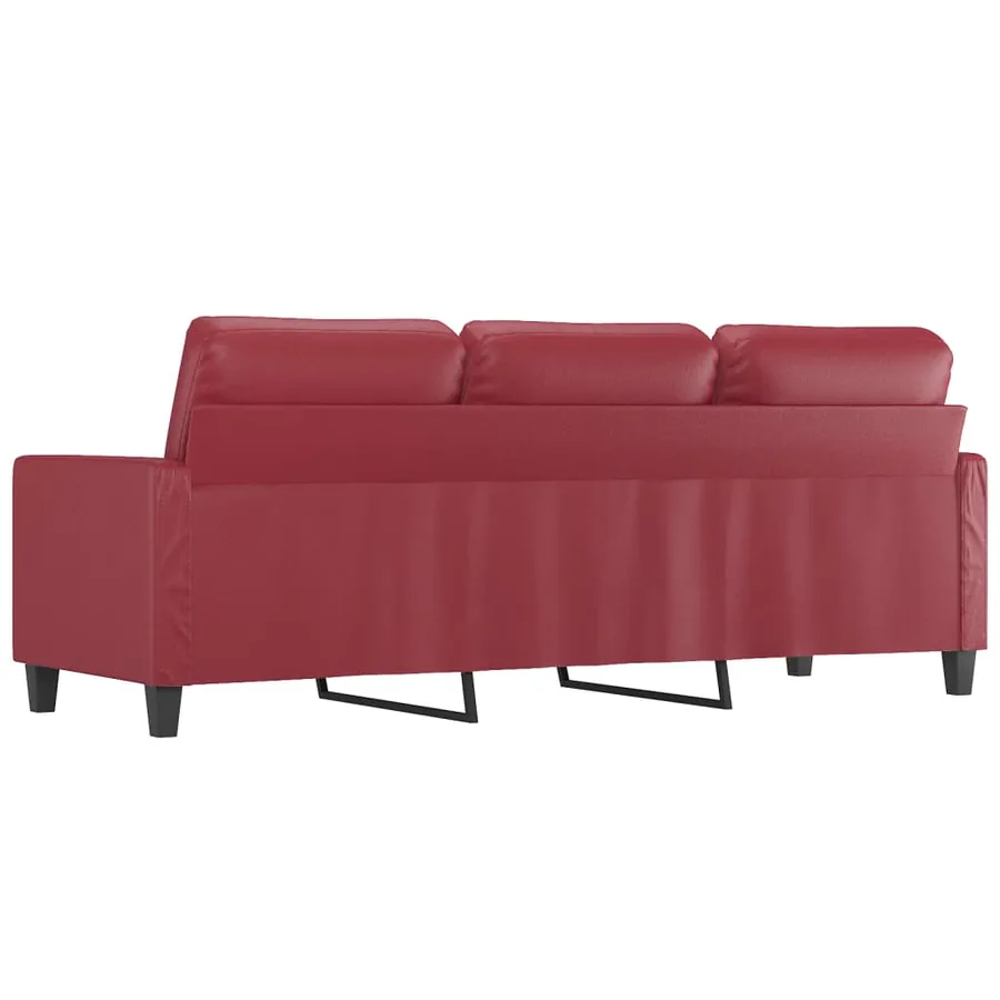 Canapé à 3 places Rouge bordeaux 180 cm Similicuir - 5