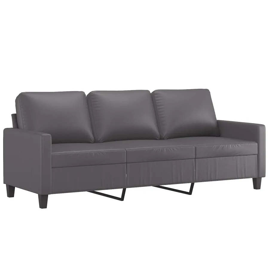 Ensemble de canapés 3 pcs avec coussins Gris Similicuir - 5