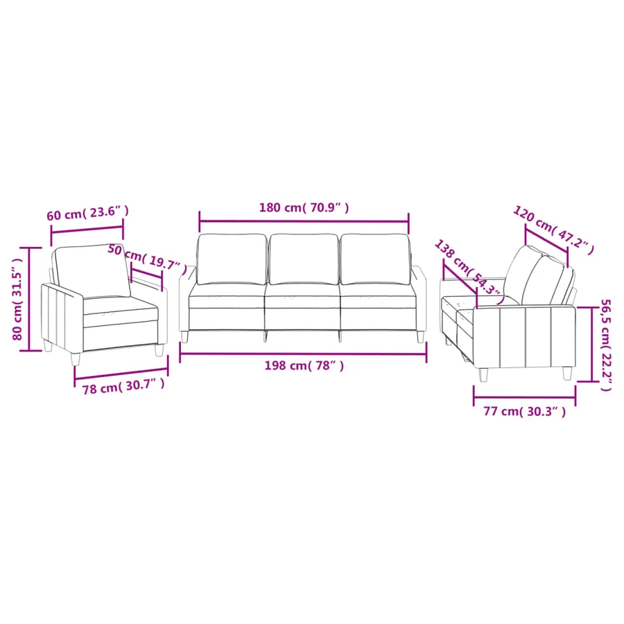 Ensemble de canapés 3 pcs avec coussins Gris Similicuir - 8