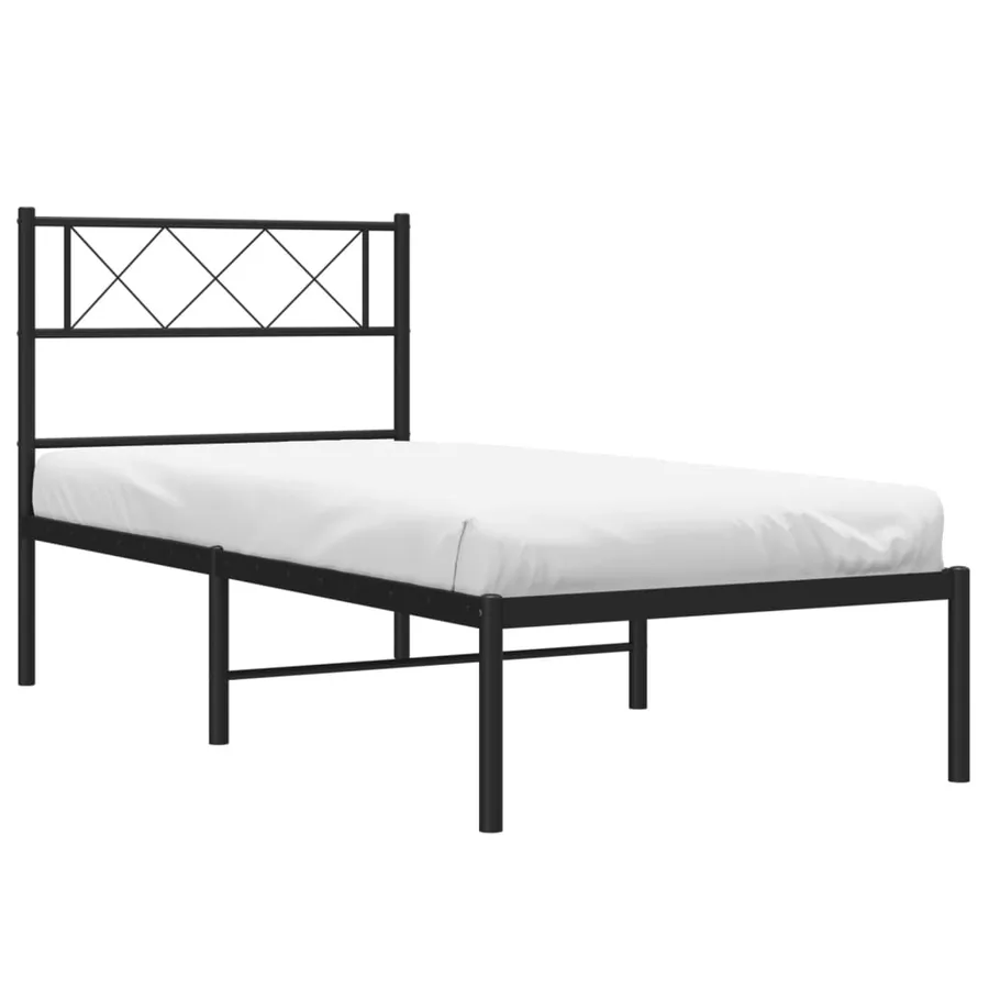 Cadre de lit métal sans matelas avec tête de lit noir 90x200 cm - 3