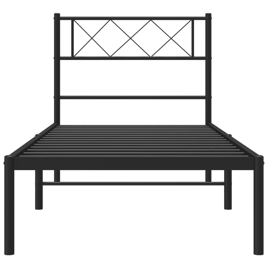 Cadre de lit métal sans matelas avec tête de lit noir 90x200 cm - 4